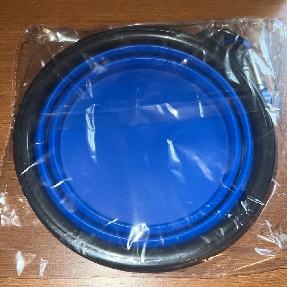 Blue Silicone Collapsible Travel Pet Bowl